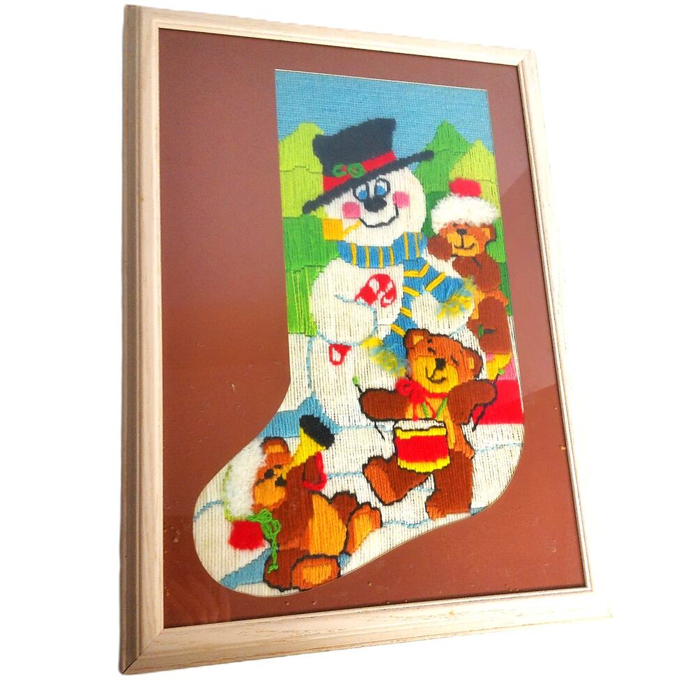 Vintage Dimensions Snowman Needlepoint Christmas Stocking Complete Frame